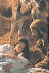 Mary with her newborn boy, Jesus, and Joseph -       