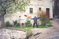 Gubbio. Vladimir and Romano at the place of Romeo and Tybalt's fight