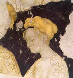 Пизанелло.  Дамы  под  балдахином - деталь  фрески  1447